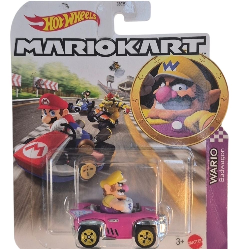 HOT WHeeLs × MARIOKART WARIO BADWAGON, 1:64, Pink, Purple & Yellow.